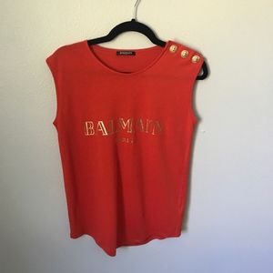 Balmain Women's Orange Logo Button-shoulder Muscle